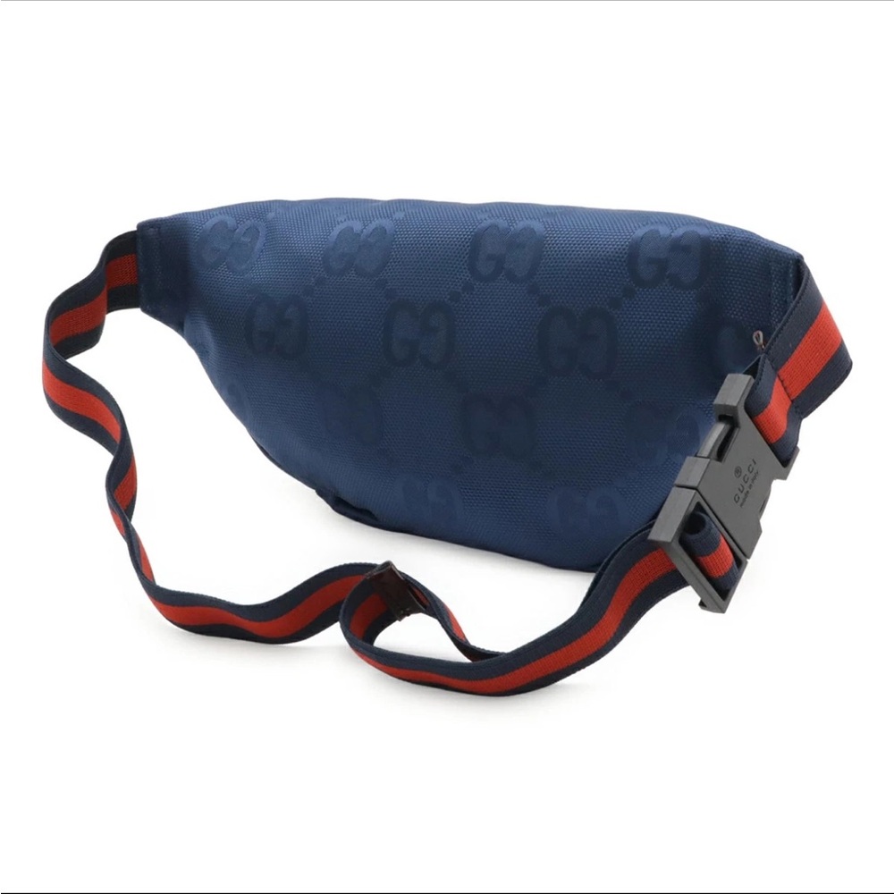GUCCI Small Blue and Red GG Monogram Web Stripe Bum Bag - Picture 6 of 12